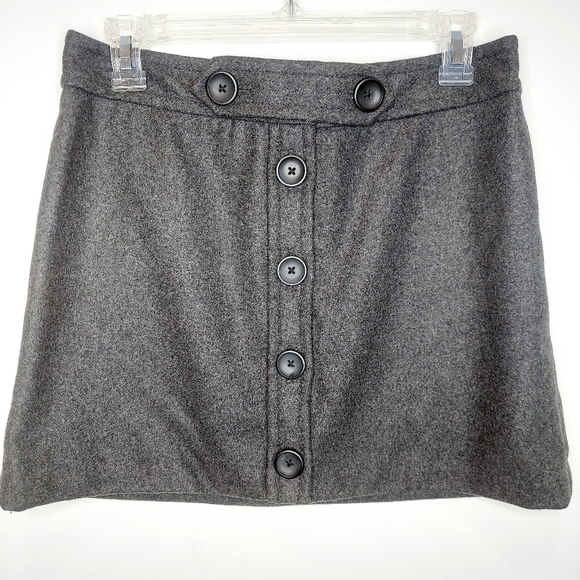 Gap Mini Skirt Dark Gray Wool Blend Button Up Fully Lined NWT Women's Size 4 - Picture 3 of 9